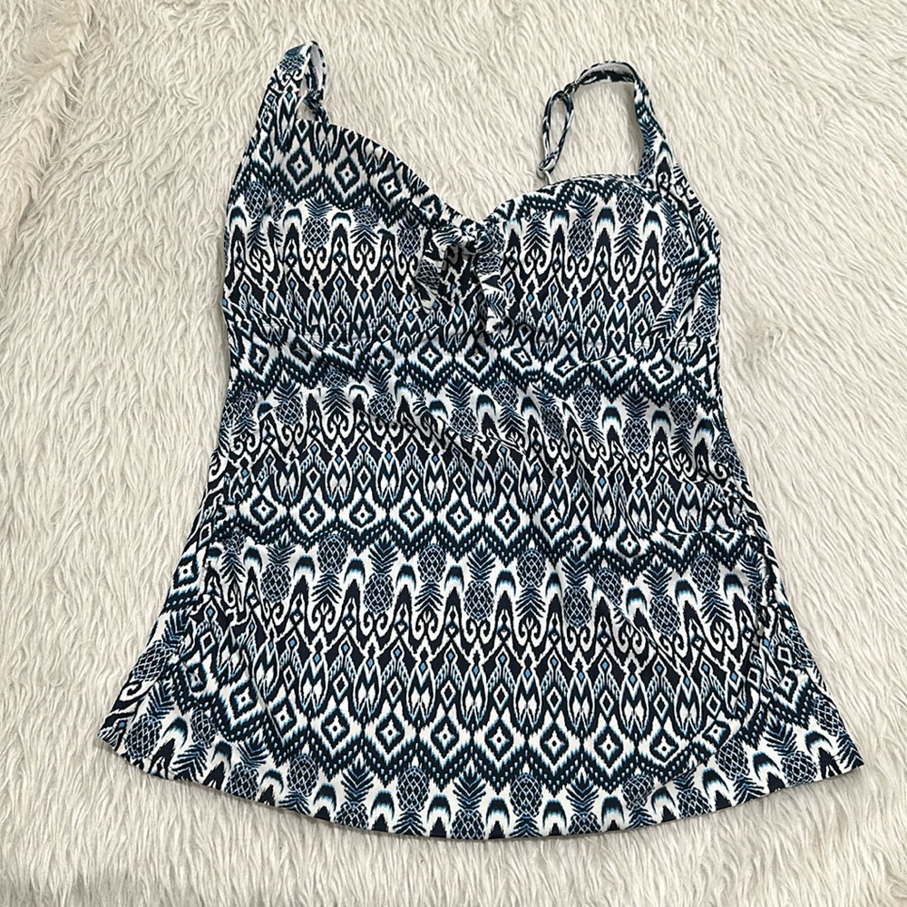Kona sol blue pineapple print swimsuit top size large